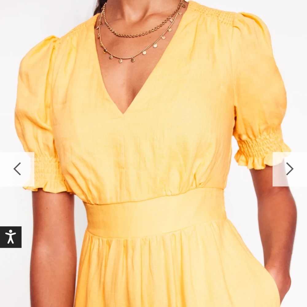 Boden Anna Linen Tiered Midi Dress in Buttermilk Yellow - Picture 4 of 10